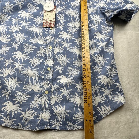 Mens Jachs NY Palm Tree Print Short Sleeve Button-Down Shirt Size L Blue Casual - Picture 7 of 16